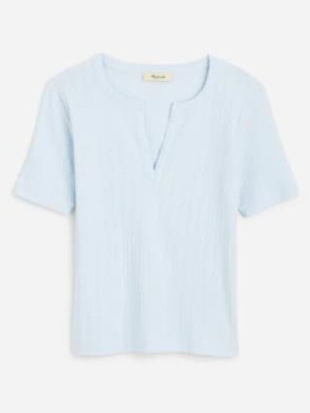 MADEWELL Women's Pointelle Notch Neck Tee Size XXS in Soft Blue (Dirty)